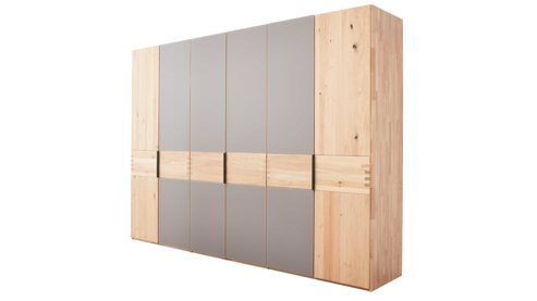 Komplettzimmer Interliving aus Holz in Grau Interliving Schlafzimmer Serie 1015 – Komplettzimmer Wildeiche & Kopfteilpolster – sechstürig, Liegefläche 180 x 200 cm