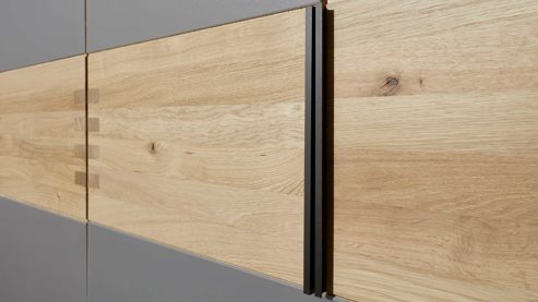 Komplettzimmer Interliving aus Holz in Holzfarben Interliving Schlafzimmer Serie 1015 – Komplettzimmer mit Mattglasfronten Siena & Wildeiche – fünftürig, Liegefläche ca. 160 x 200 cm