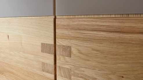 Komplettzimmer Interliving aus Holz in Grau Interliving Schlafzimmer Serie 1015 – Komplettzimmer mit Mattglasfronten Siena & Wildeiche – fünftürig, Liegefläche ca. 160 x 200 cm