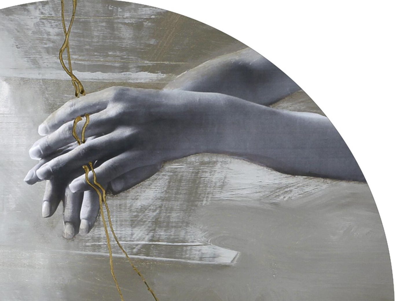 Digitaldruck Malerifabrikken aus Holz in Metallfarben Digitalprint Playing Line 2 auf Holz Motiv Playing Line 2 – Durchmesser ca. 40 cm