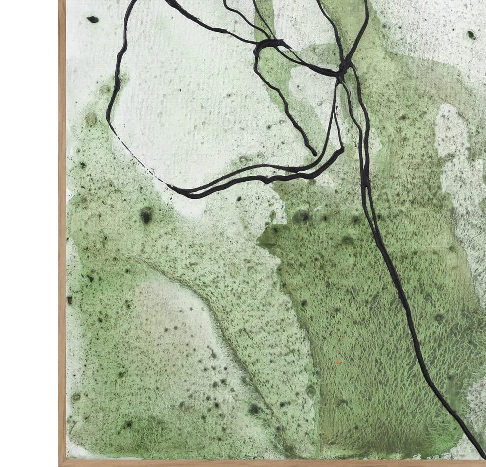 Kunstdruck Malerifabrikken aus Karton / Papier / Pappe in Grün Posterboard Flowerline 2 mit Rahmen Motiv Flowerline 2 & Eichenholzrahmen – ca. 50 x 70 cm