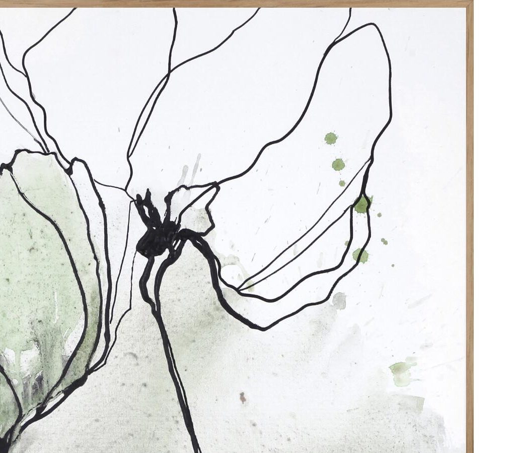 Kunstdruck Malerifabrikken aus Karton / Papier / Pappe in Grün Posterboard Flowerline 2 mit Rahmen Motiv Flowerline 2 & Eichenholzrahmen – ca. 50 x 70 cm