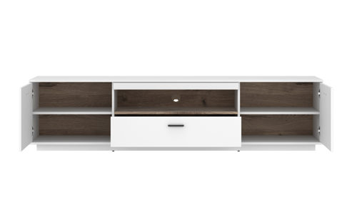 Lowboard Wojcik aus Holz in Weiß Eiche Hell Wohnprogramm Cotia - Lowboard Alpinweiß & Viking Eiche - Breite ca. 210 cm