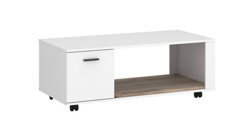 Couchtisch Wojcik aus Holz in Weiß Eiche Hell Wohnprogramm Cotia - Couchtisch Alpinweiß & Viking Eiche - ca. 115 x 67 cm