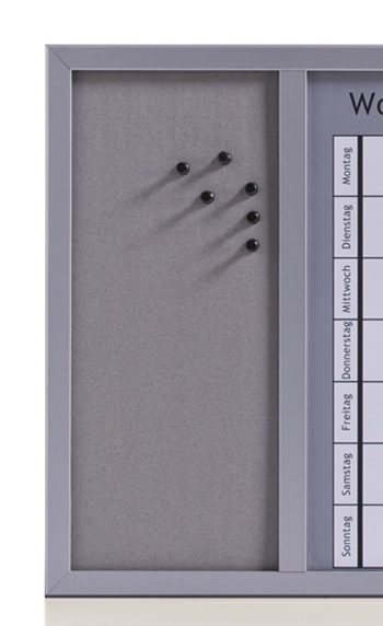 Magnettafel Zeller present aus Metall in Grau Wochenplaner & Kombitafel 3 in 1 alufarbenes Metall & Kork - ca. 60 x 40 cm