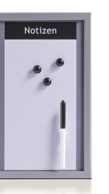 Magnettafel Zeller present aus Metall in Grau Wochenplaner & Kombitafel 3 in 1 alufarbenes Metall & Kork - ca. 60 x 40 cm