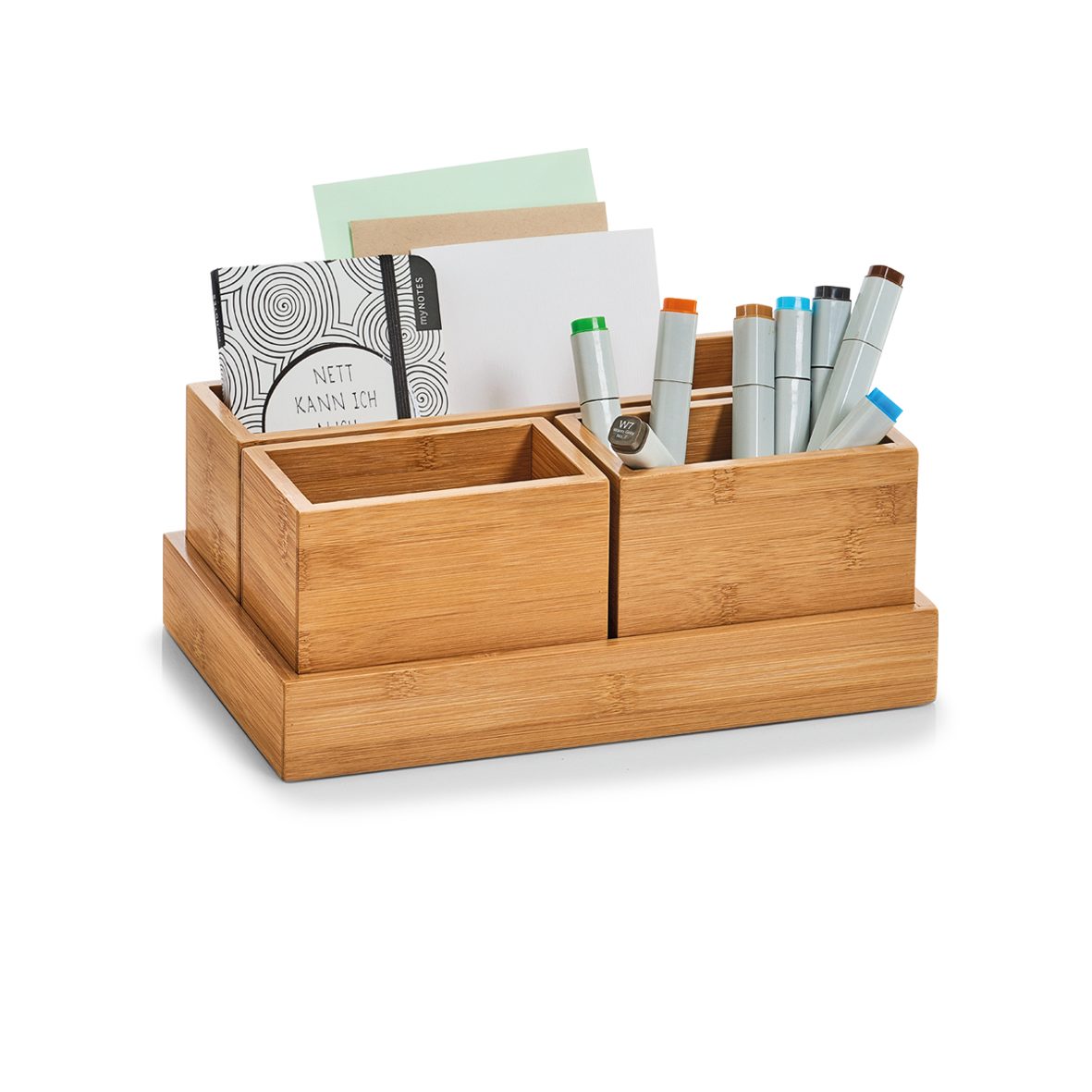 Ordnungsbox Zeller present aus Holz in Holzfarben Organizer-Set  Bambusholz - vierteilig