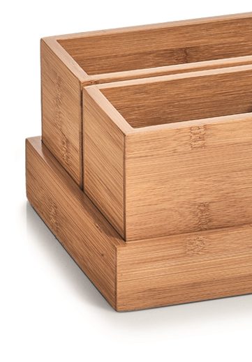 Ordnungsbox Zeller present aus Holz in Holzfarben Organizer-Set  Bambusholz - vierteilig