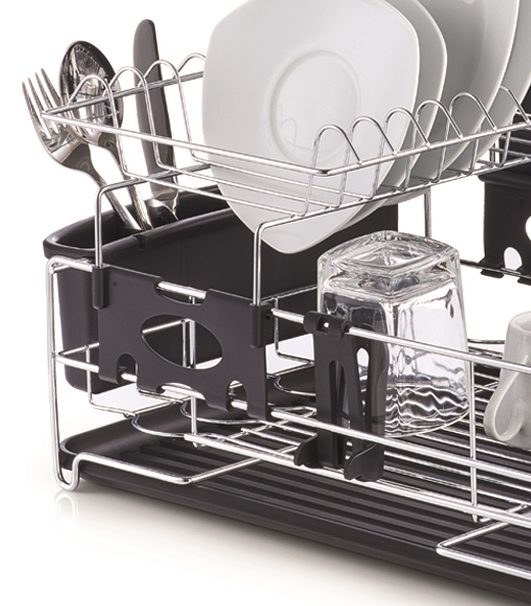 Küchenhelfer Zeller present aus Metall in Schwarz Geschirrabtropfständer verchromtes Metall & schwarzer Kunststoff