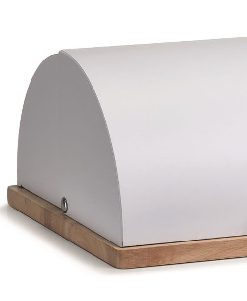 Brotkasten Zeller present aus Metall in Weiß Brotkasten weißes Metall & Gummibaum - ca. 39 x 16 x 28 cm