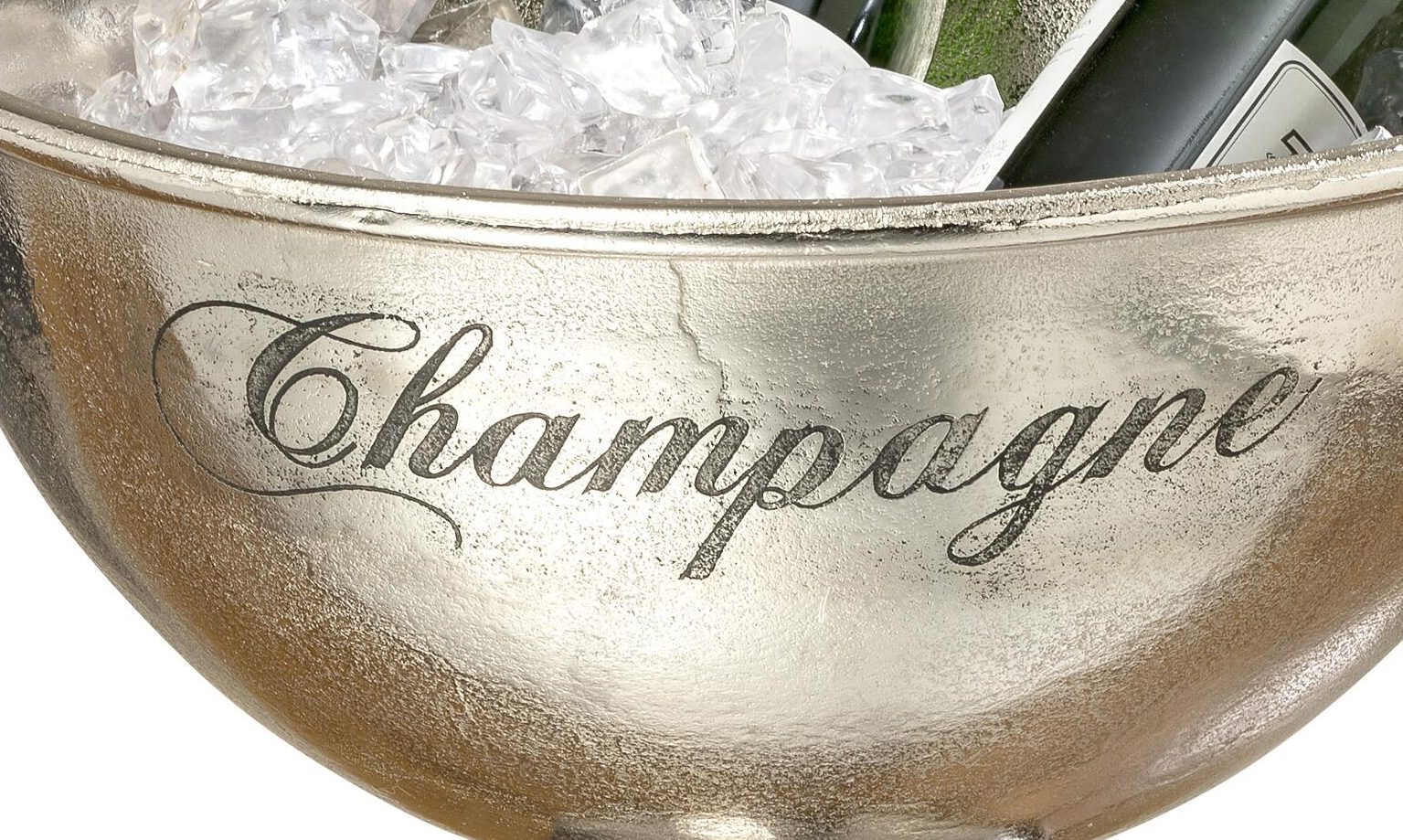 Sektkühler Boltze aus Metall in Metallfarben Champagnerkühler Woiv silberfarbenes Aluminium - Durchmesser ca. 47 cm