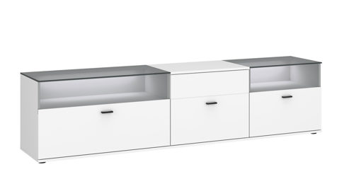 Lowboard Wojcik aus Holz in Weiß Wohnprogramm Rion - Lowboard Alpinweiß - Breite ca. 210 cm