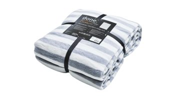 Wohndecke Done.® aus Stoff in Grau done.® Wohndecke Blanket Stripes Silber & Weiß – ca. 150 x 200 cm