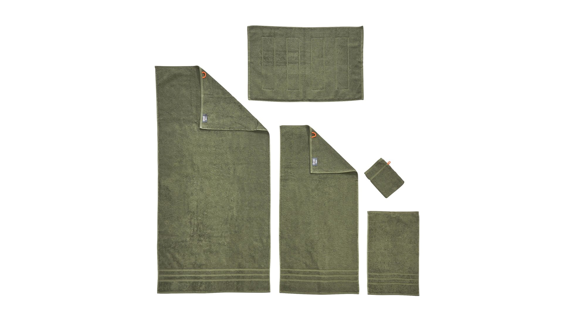 Handtuch-Set Done.® aus Stoff in Grün done.® Handtuch-Set Daily Uni khakifarbene Baumwolle – fünfteilig