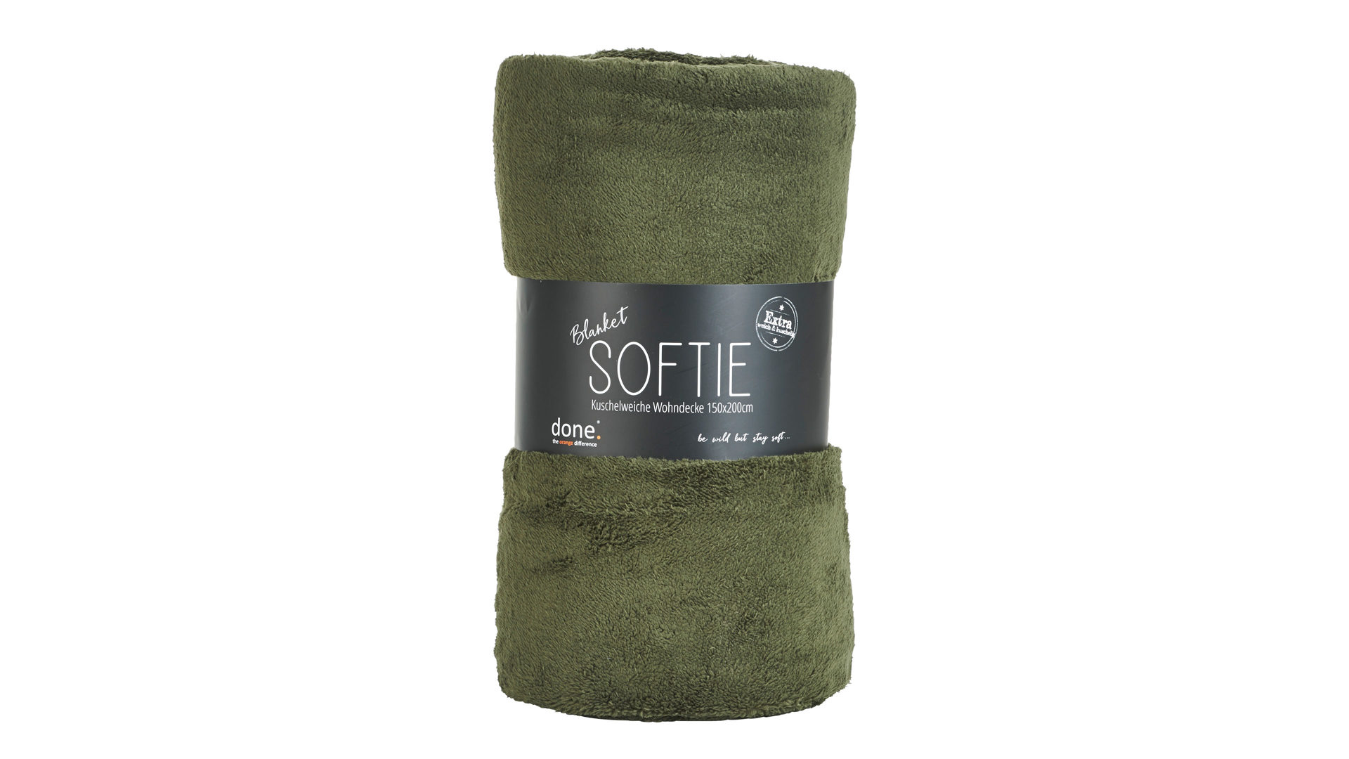 Wohndecke Done.® aus Stoff in Dunkelgrün done.® Wohndecke Blanket Softie khakifarbener Teddystoff – ca. 150 x 200 cm
