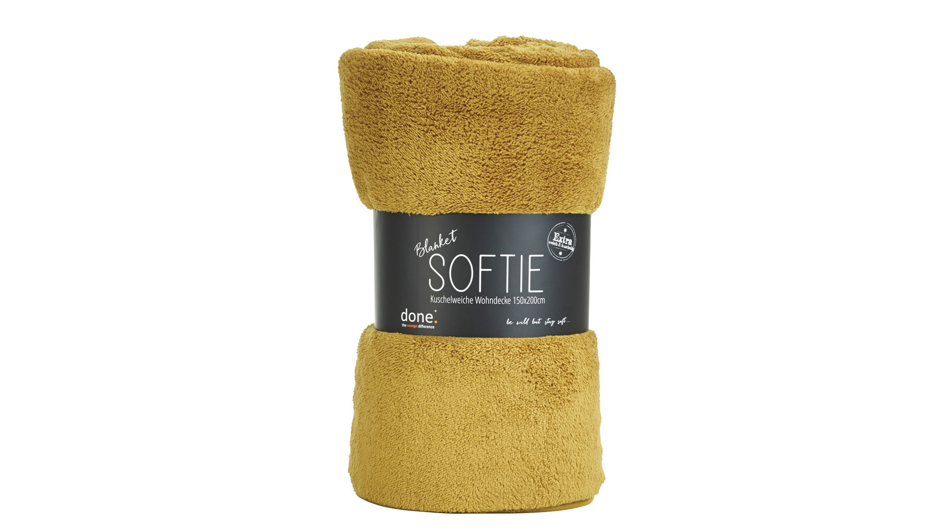 Wohndecke Done.® aus Stoff in Gelb done.® Wohndecke Blanket Softie goldfarbener Teddystoff – ca. 150 x 200 cm