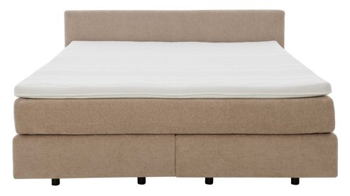 Boxspringbett Interliving aus Stoff in Beige Interliving Bettensystem Serie 1420 - Boxspringbett mit Maßkopfteil beige Chenille Toni & Füße K08-10 - Liegefläche ca. 180 x 200 cm