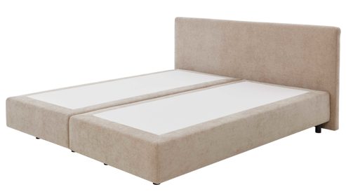 Boxspringbett Interliving aus Stoff in Beige Interliving Bettensystem Serie 1420 - Boxspringbett mit Maßkopfteil beige Chenille Toni & Füße K08-10 - Liegefläche ca. 180 x 200 cm