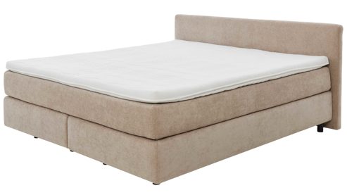 Boxspringbett Interliving aus Stoff in Beige Interliving Bettensystem Serie 1420 - Boxspringbett mit Maßkopfteil beige Chenille Toni & Füße K08-10 - Liegefläche ca. 180 x 200 cm