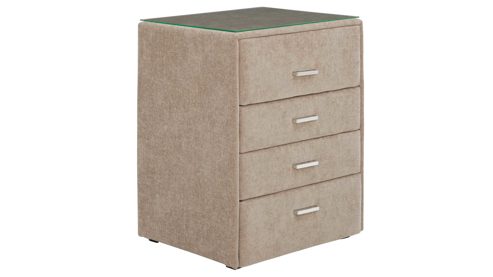 Nachtkommode Interliving aus Stoff in Beige Interliving Bettensystem Serie 1420 - Nachtkommode beige Chenille Toni - vier Schubladen, Breite ca. 50 cm