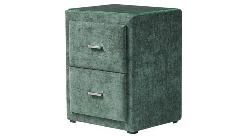 Nachtkommode Interliving aus Stoff in Grün Interliving Bettensystem Serie 1420 - Nachtkommode moosgrüne Chenille Toni - zwei Schubladen, Breite ca. 48 cm