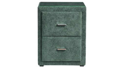 Nachtkommode Interliving aus Stoff in Grün Interliving Bettensystem Serie 1420 - Nachtkommode moosgrüne Chenille Toni - zwei Schubladen, Breite ca. 48 cm