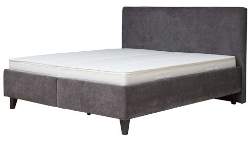 Polsterbett Interliving aus Stoff in Anthrazit Interliving Bettensystem Serie 1420 - Polsterbett anthrazitfarbener Bezug Vera & schwarze Holzfüße W016-15 - Liegefläche ca. 180 x 200 cm