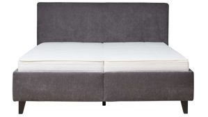 Polsterbett Interliving aus Stoff in Anthrazit Interliving Bettensystem Serie 1420 - Polsterbett anthrazitfarbener Bezug Vera & schwarze Holzfüße W016-15 - Liegefläche ca. 180 x 200 cm