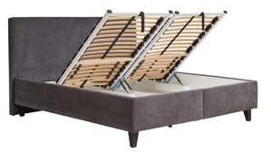 Polsterbett Interliving aus Stoff in Anthrazit Interliving Bettensystem Serie 1420 - Polsterbett anthrazitfarbener Bezug Vera & schwarze Holzfüße W016-15 - Liegefläche ca. 180 x 200 cm