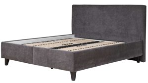 Polsterbett Interliving aus Stoff in Anthrazit Interliving Bettensystem Serie 1420 - Polsterbett anthrazitfarbener Bezug Vera & schwarze Holzfüße W016-15 - Liegefläche ca. 180 x 200 cm