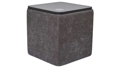 Nachtkommode Interliving aus Stoff in Anthrazit Interliving Bettensystem Serie 1420 - Nachtkonsole anthrazitfarbener Bezug Vera - ca. 48 x 48 cm