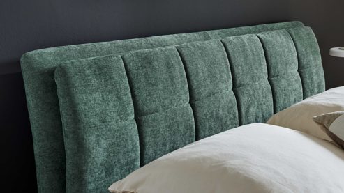 Polsterbett Interliving aus Stoff in Grün Interliving Bettensystem Serie 1420 - Polsterbett moosgrüne Chenille Toni - Liegefläche ca. 180 x 200 cm
