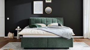 Polsterbett Interliving aus Stoff in Grün Interliving Bettensystem Serie 1420 - Polsterbett moosgrüne Chenille Toni - Liegefläche ca. 180 x 200 cm
