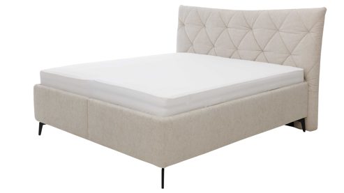 Polsterbett Interliving aus Stoff in Creme Interliving Bettensystem Serie 1420 - Polsterbett naturfarbener Bezug Harry & schwarze Metallfüße W010-15 M01 - Liegefläche ca. 180 x 200 cm