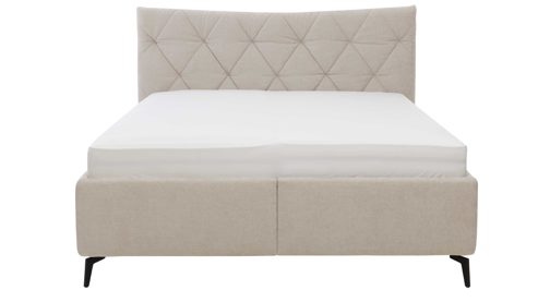 Polsterbett Interliving aus Stoff in Creme Interliving Bettensystem Serie 1420 - Polsterbett naturfarbener Bezug Harry & schwarze Metallfüße W010-15 M01 - Liegefläche ca. 180 x 200 cm