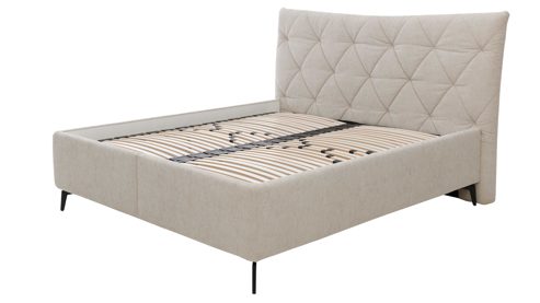 Polsterbett Interliving aus Stoff in Creme Interliving Bettensystem Serie 1420 - Polsterbett naturfarbener Bezug Harry & schwarze Metallfüße W010-15 M01 - Liegefläche ca. 180 x 200 cm