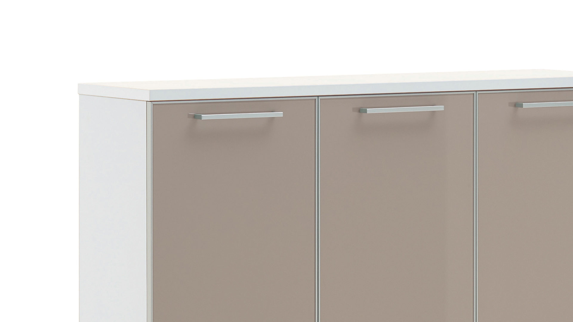 Schuhschrank Voss möebel aus Holz in Braun VOSS MÖBEL Schuhkommode Santina bzw. Schuhschrank weißer Lack & taupefarbenes Glas – drei Türen