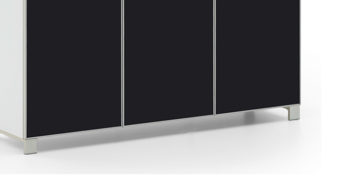 Schuhschrank Voss möebel aus Holz in Schwarz VOSS MÖBEL Schuhkommode Santina bzw. Schuhschrank weißer Lack & anthrazitfarbenes Glas – drei Türen