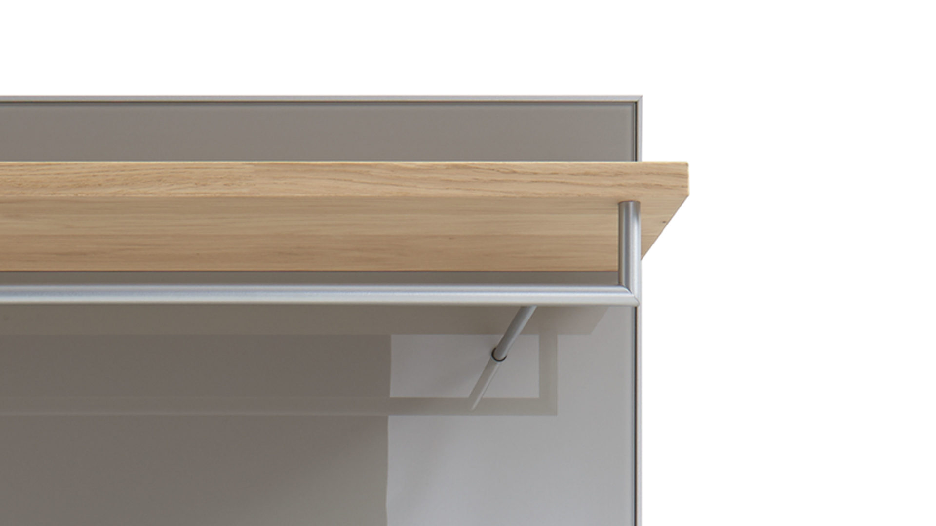 Wandgarderobe Voss möebel aus Glas in Braun VOSS MÖBEL Wandgarderobe Santina als praktisches Dielenmöbel taupefarbenes Glas, Metall & Eichefurnier – ca. 80 x 170 cm