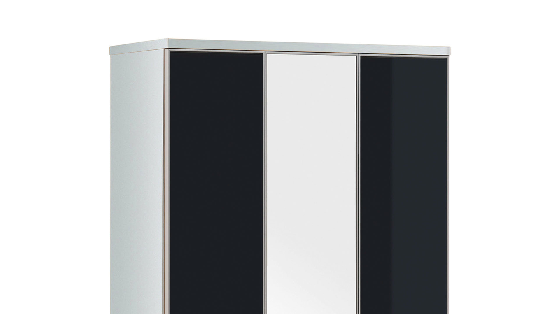 Garderobenschrank Voss möebel aus Glas in Schwarz VOSS MÖBEL Garderobenschrank Santina als Dielenmöbel weißer Lack & anthrazitfarbenes Glas – drei Türen