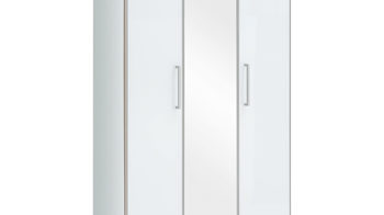 Garderobenschrank Voss möebel aus Glas in Weiß VOSS MÖBEL Garderobenschrank Santina als Dielenmöbel weißer Lack & weißes Glas – drei Türen