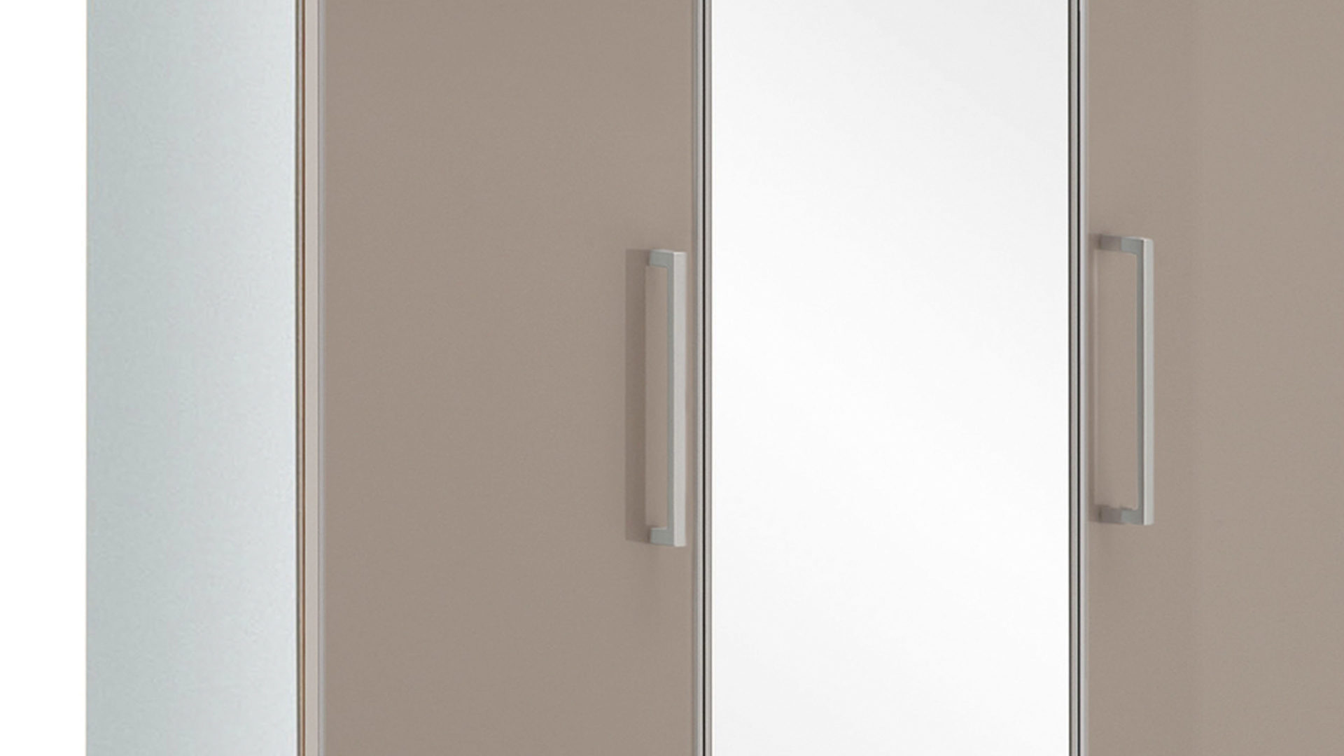 Garderobenschrank Voss möebel aus Glas in Braun VOSS MÖBEL Garderobenschrank Santina als Dielenmöbel weißer Lack & taupefarbenes Glas – drei Türen