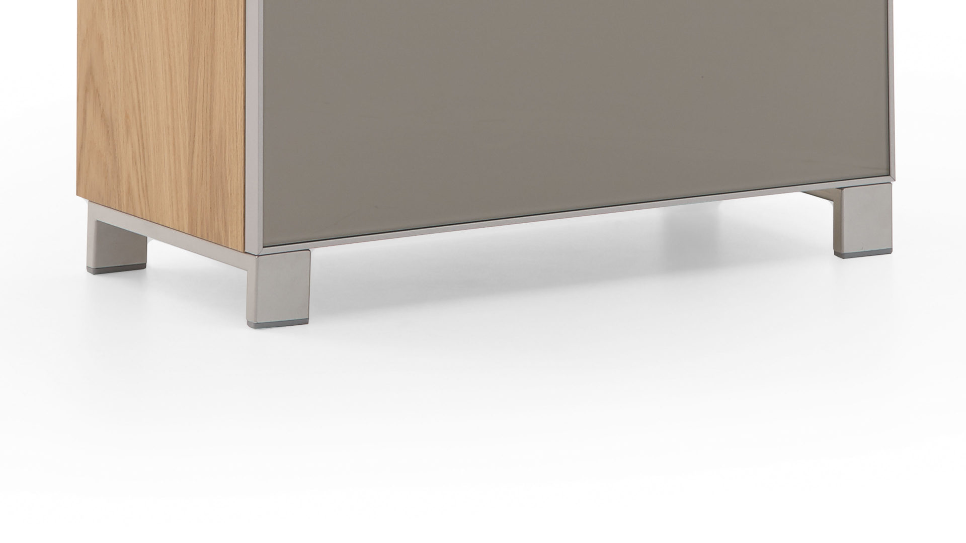 Schuhschrank Voss möebel aus Glas in Braun VOSS MÖBEL Schuhschrank Santina als Dielenmöbel Eiche Bianco & taupefarbenes Glas – eine Schublade, zwei Klappen