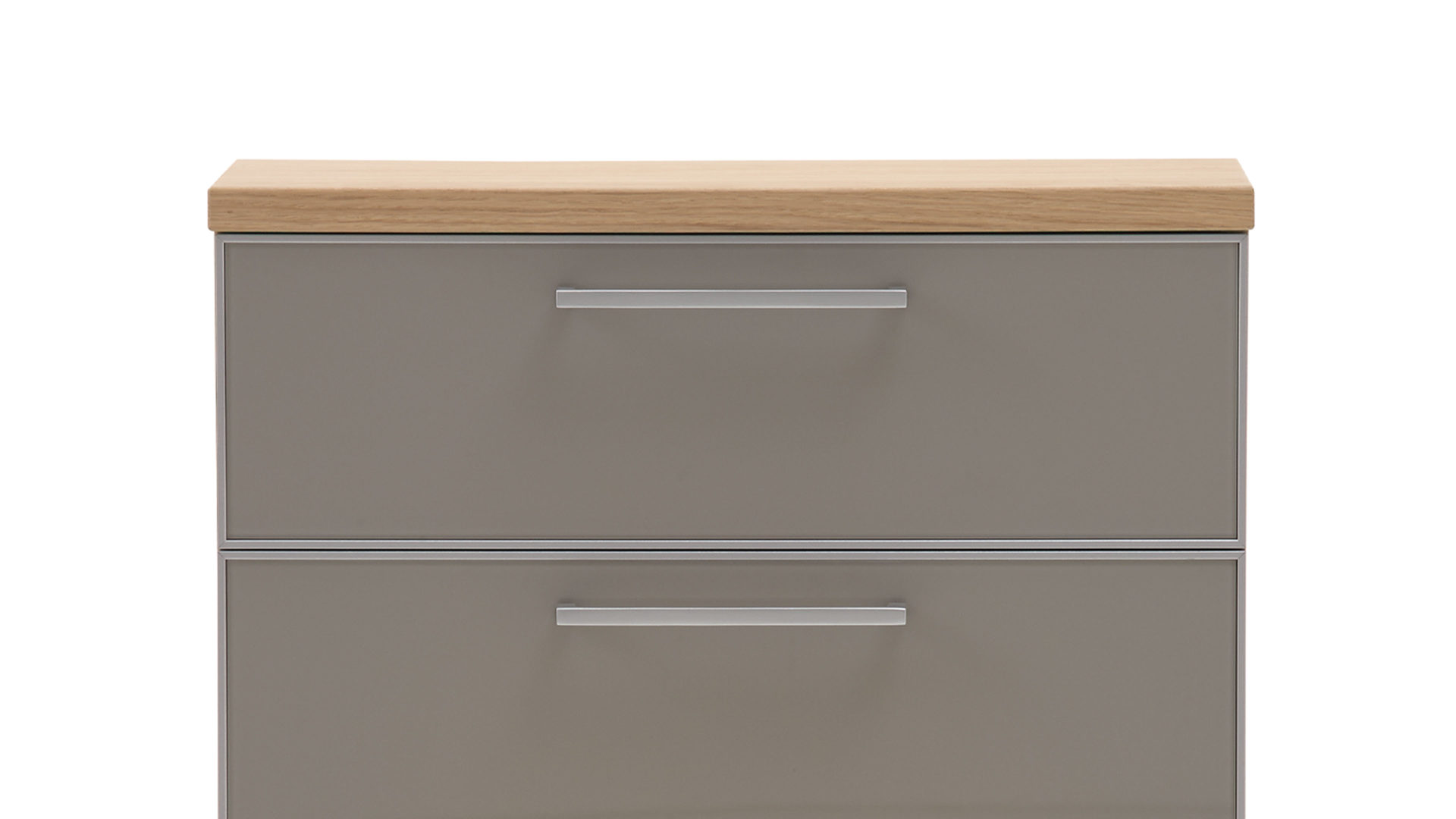 Schuhschrank Voss möebel aus Glas in Braun VOSS MÖBEL Schuhschrank Santina als Dielenmöbel Eiche Bianco & taupefarbenes Glas – eine Schublade, zwei Klappen