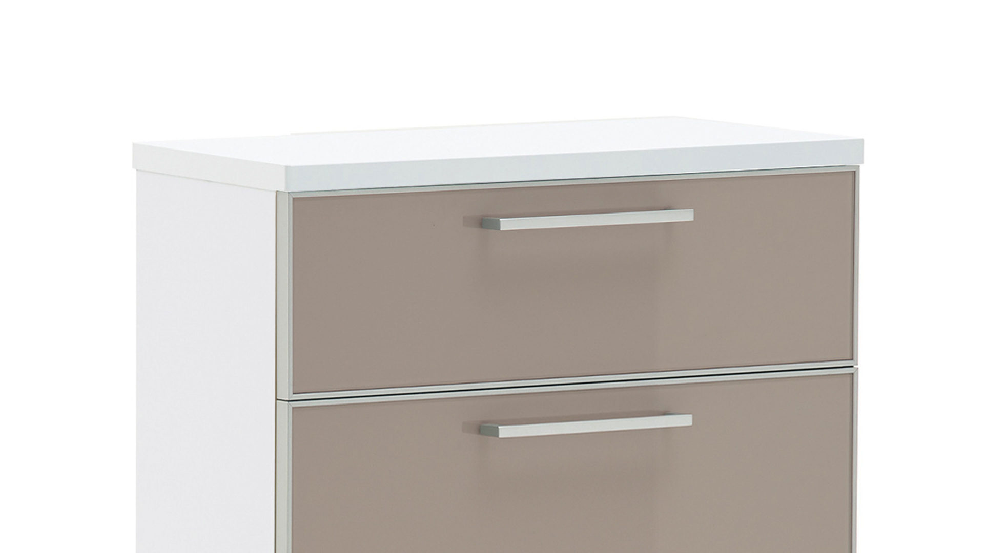 Schuhschrank Voss möebel aus Glas in Braun VOSS MÖBEL Schuhschrank Santina als Dielenmöbel weißer Lack & taupefarbenes Glas – eine Schublade, zwei Klappen