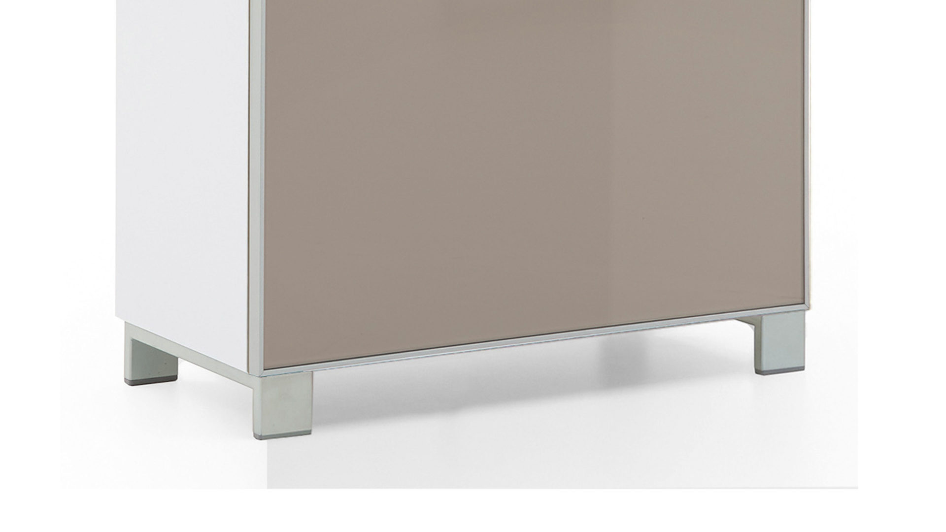 Schuhschrank Voss möebel aus Glas in Braun VOSS MÖBEL Schuhschrank Santina als Dielenmöbel weißer Lack & taupefarbenes Glas – eine Schublade, zwei Klappen