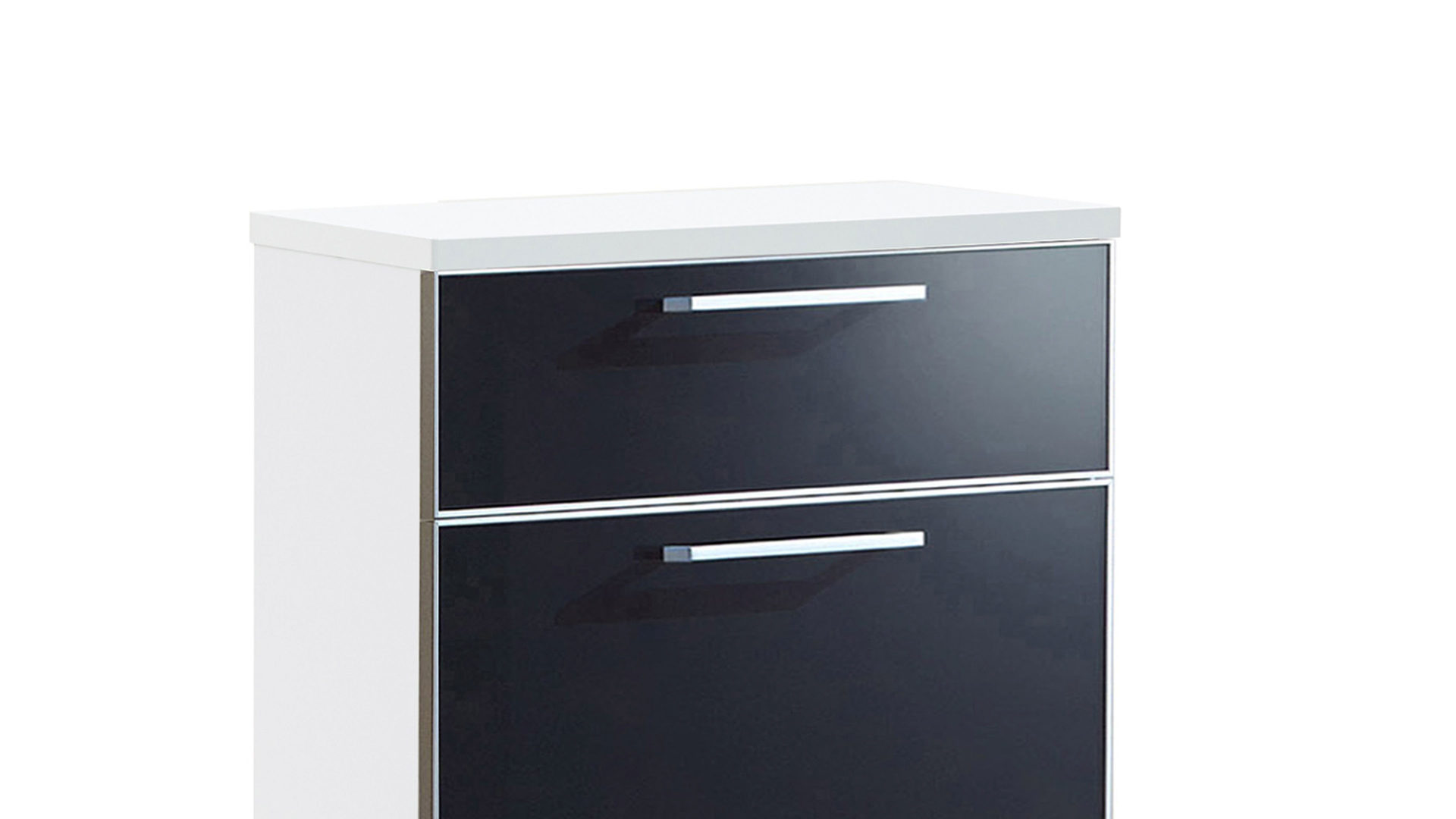 Schuhschrank Voss möebel aus Glas in Schwarz VOSS MÖBEL Schuhschrank Santina als Dielenmöbel weißer Lack & anthrazitfarbenes Glas – eine Schublade, zwei Klappen