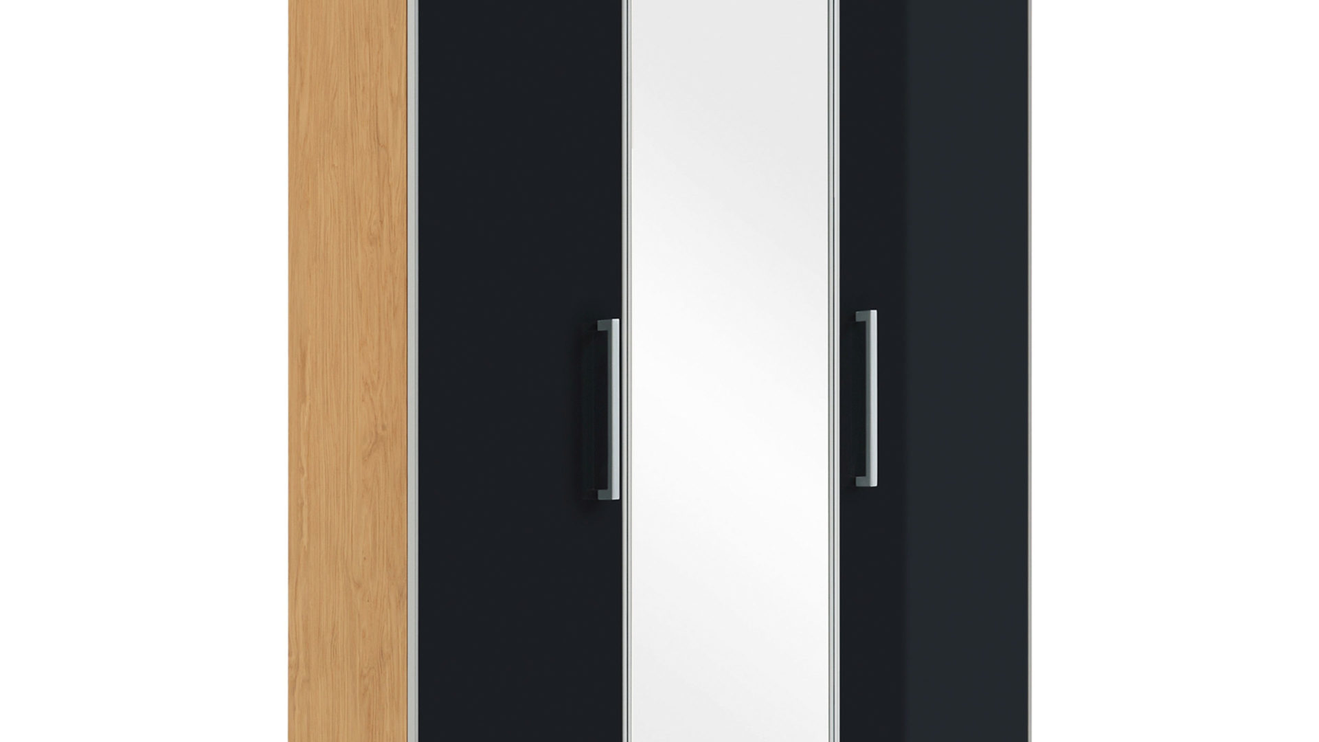Garderobenschrank Voss möebel aus Glas in Schwarz VOSS MÖBEL Garderobenschrank Santina als Dielenmöbel Eiche Bianco & anthrazitfarbenes Glas – drei Türen
