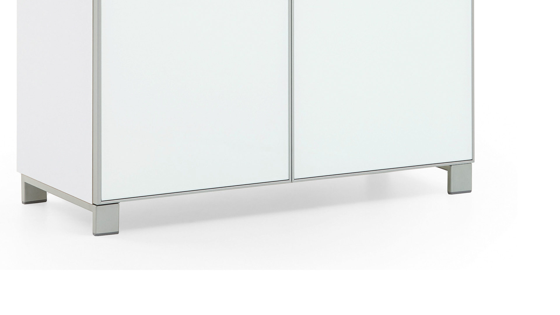 Schuhschrank Voss möebel aus Glas in Weiß VOSS MÖBEL Schuhschrank Santina als Dielenmöbel weißer Lack & weißes Glas – zwei Schubladen, zwei Türen