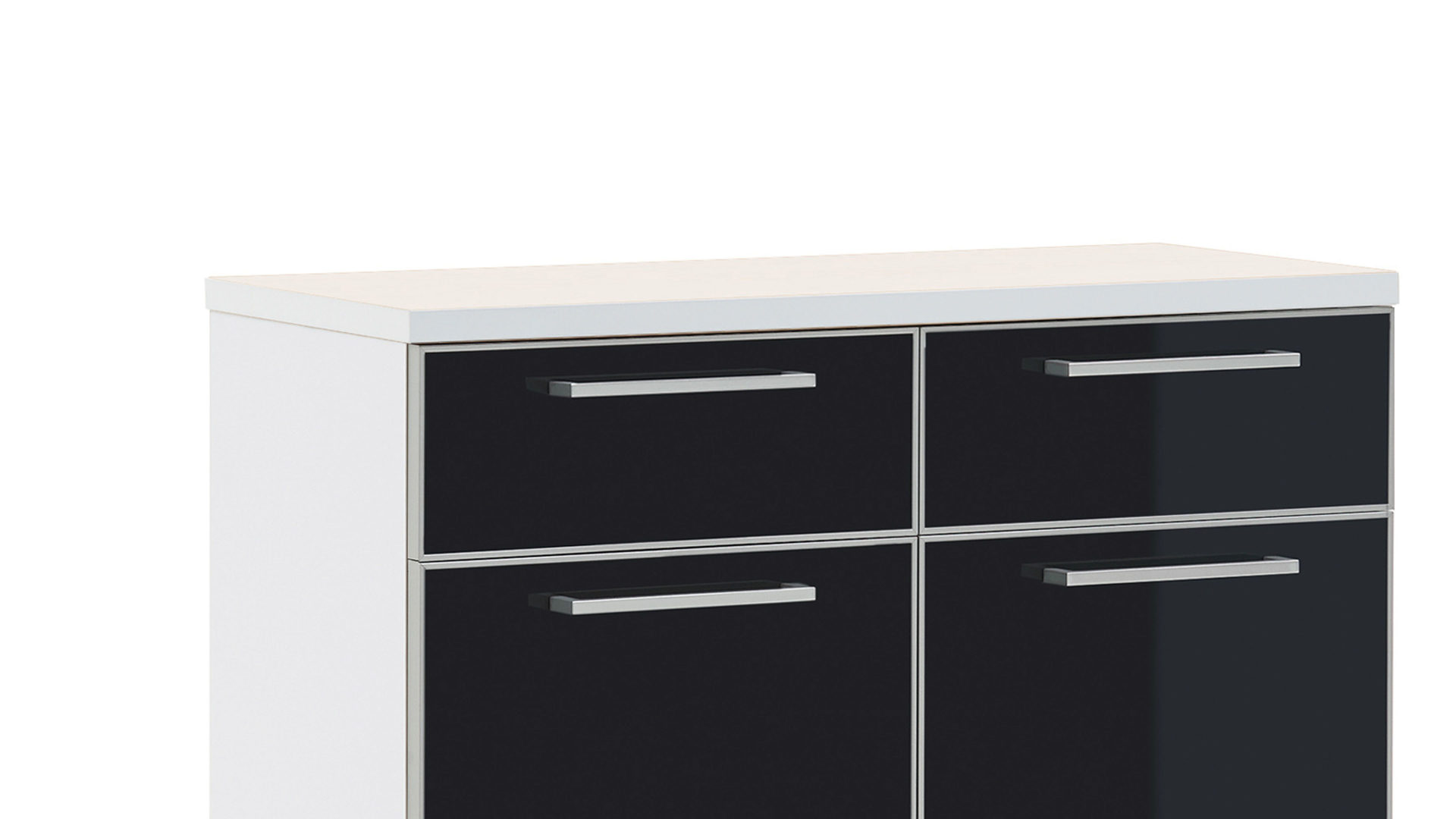 Schuhschrank Voss möebel aus Glas in Schwarz VOSS MÖBEL Schuhschrank Santina als Dielenmöbel weißer Lack & anthrazitfarbenes Glas – zwei Schubladen, zwei Türen